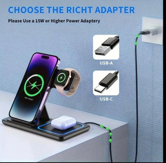 Cargador Inalámbrico 3 en 1